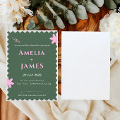 グリーン ピンク ドゥードル 結婚式招待状 招待状