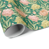 グリーン、ピンク、ピーチ、イエローフローララッピング紙 ラッピングペーパー (ロールコーナー)