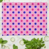 グリーン ピンク ブルー 水玉模様 キッチンタオル (折り畳み)