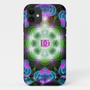 グリーン ピンク ブルー 観覧車 フラクタルアート オーダーメイド iPhone 11 ケース