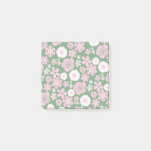 グリーン ピンク ホワイト レトロ Y2K 1970年代 フラワーパターン