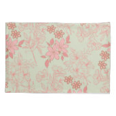 グリーン ピンク レトロ Y2K 70年代 フラワーパターン 枕カバー (裏面)