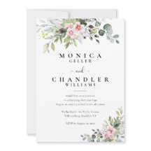 グリーン ピンク ローズ ウェディング 招待状