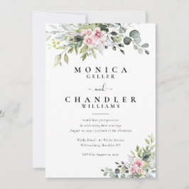 グリーン ピンク ローズ ウェディング 招待状