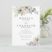 グリーン ピンク ローズ ウェディング 招待状 (スタンド正面)