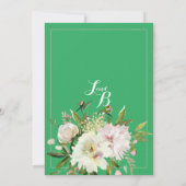 グリーン ピンク 白 オレンジ 花柄 カントリー ウェディング 招待状 (裏面)