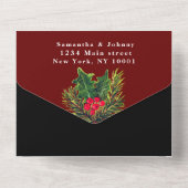 グリーン ピン ウィンター レッド ブラック 水彩 結婚式 オールインワン招待状 (裏面)