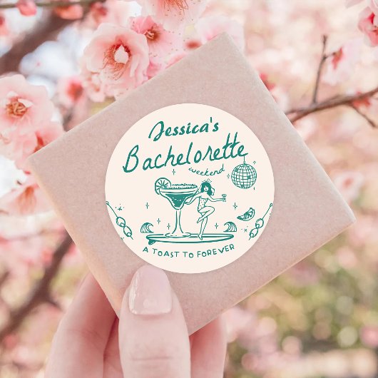 グリーン ファンキーな手描きの独身最後の旅 ラウンドシール