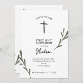 グリーン・ファースト・コミュニオンガール・ボーイ 招待状 (正面/裏面)