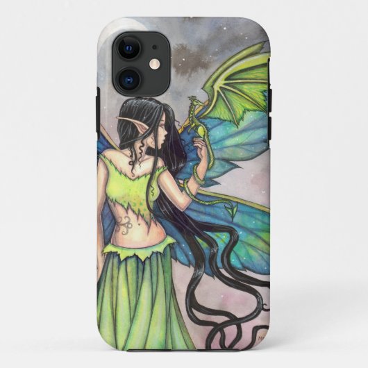 グリーン・フェアリーとドラゴンの幻想芸術 Case-Mate iPhoneケース (裏面)
