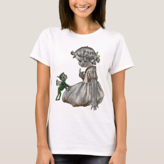 グリーン・フェアリーと少女のレディースTシャツ Tシャツ