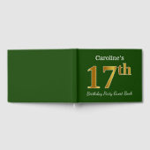 グリーン、フェイク金ゴールド17th誕生日パーティー+名前をカスタムする ゲストブック (全面)