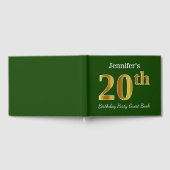 グリーン、フェイク金ゴールド20th誕生日パーティー+名前をカスタムする ゲストブック (全面)