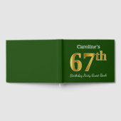 グリーン、フェイク金ゴールド67th誕生日パーティー+名前をカスタムする ゲストブック (全面)