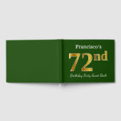 グリーン、フェイク金ゴールド72nd誕生日パーティー+名前をカスタムする ゲストブック (全面)