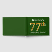 グリーン、フェイク金ゴールド77th誕生日パーティー+名前をカスタムする ゲストブック (全面)