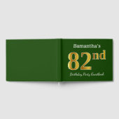 グリーン、フェイク金ゴールド82nd誕生日パーティー+名前をカスタムする ゲストブック (全面)