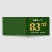 グリーン、フェイク金ゴールド83rd誕生日パーティー+名前をカスタムする ゲストブック (全面)