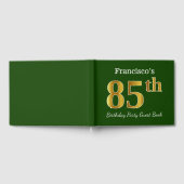 グリーン、フェイク金ゴールド85th誕生日パーティー+名前をカスタムする ゲストブック (全面)