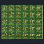 グリーン、フェイク金ゴールド「HAPPY 40th BIRTHDAY」 ラッピングペーパー<br><div class="desc">このラッピング紙デザインは、「HAPPY 40th BIRTHDAY」のようなメッセージを特徴とし、「40th」は金ゴールドの模倣の外観を持つフェイク。また、名前を付けることができるパーソナライズされたと、緑の色の背景も特徴である。40歳の誕生日に贈り物を包む与え際に使われるかもしれない。[～Z0000132]</div>