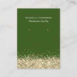 グリーン フェイク ゴールド グリッター ジュエリー イヤリング ディスプレイ 名刺