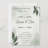 グリーン フェミニン フラワール ウォータカラー ウェディング インビテーション (正面)