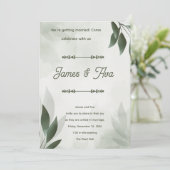 グリーン フェミニン フラワール ウォータカラー ウェディング インビテーション (スタンド正面)