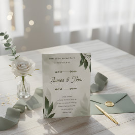 グリーン フェミニン フラワール ウォータカラー ウェディング インビテーション