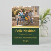 グリーン フェリス ナビダード スペイン ファミリー フォト ゴールド 箔シーズンカード (立ち正面)