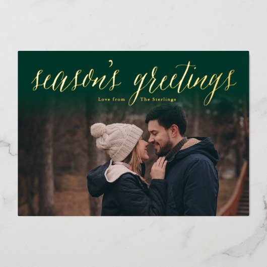 グリーン+フォイル・シーズンのグリーティングフォト・カード 箔シーズンカード (正面)