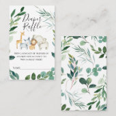 グリーン フォリアージ サファリ 動物 おむつ ラッフル 挿入 名刺 (正面/裏面)