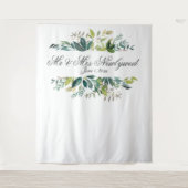 グリーン フォリアージ フレーム 結婚式 フォト バックドロップ タペストリー (正面)