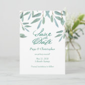 グリーン フォリアージ ユーカリの葉 セーブ・ザ・デート (スタンド正面)