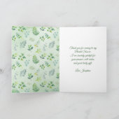 グリーン フォリアージ リース 水彩色 ブライダル シャワー サンキューカード (内部)