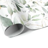 グリーン フォリア ゴールド リーフ ラッピング ペーパー (ロールコーナー)