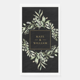 グリーン フォリア ブラック ゴールド ウェディング ペーパー