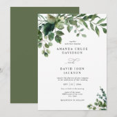 グリーン フォリア ユーカリ エレガント ラスティック ウェディング 招待状 (正面/裏面)