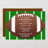 グリーン·フットボール·フィールド誕生パーティー付きサッカー 招待状 (正面/裏面)