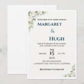 グリーン+フラワーの結婚式招待状 招待状 (正面/裏面)
