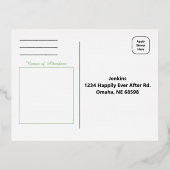 グリーン＆フラワーボタニカルウェディングの出欠確認 箔招待状ポストカード (裏面)