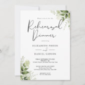 グリーン フラワー エレガント リハーサル ディナー 招待状 (正面)