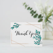 グリーン フラワー ゴールド フォイル リーフ 感謝 ポストカード (スタンド正面)