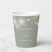 グリーン フラワー ストリング ライト サージュ グリーン ウェディング 紙コップ (裏面)