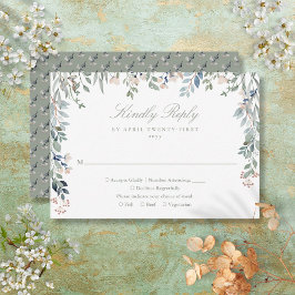 グリーン+フラワー+ワイルドフラワー+セージグリーンの結婚式 出欠カード
