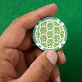 グリーン フラワー、花柄、フラワーパターン ポーカーチップ