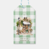 グリーン フレンチ カフェ ブライダル シャワー ギフトタグ (正面)