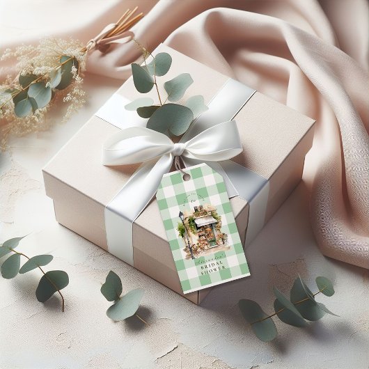 グリーン フレンチ カフェ ブライダル シャワー ギフトタグ