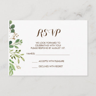 グリーン フレーム グリーン ウェディング インビテーション RSVP カード