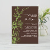 グリーン·フローラオン·ブラウンブライダル·シャワー·インビテーション 招待状 (スタンド正面)