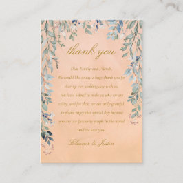 グリーン フローラル カスケード ラスティック ウェディング サンクス プレイスカード